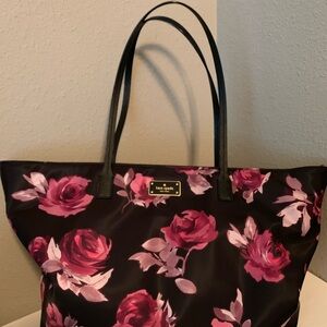 Kate Spade Black and Pink Floral Tote Bag